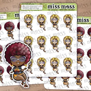 Rollerskating Curvy Girl Vinyl Planner Stickers