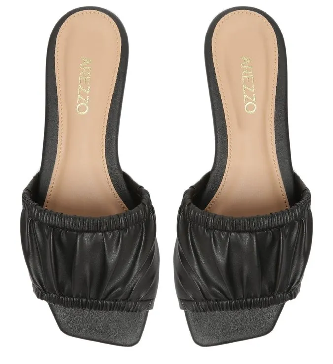 ruffled black mule