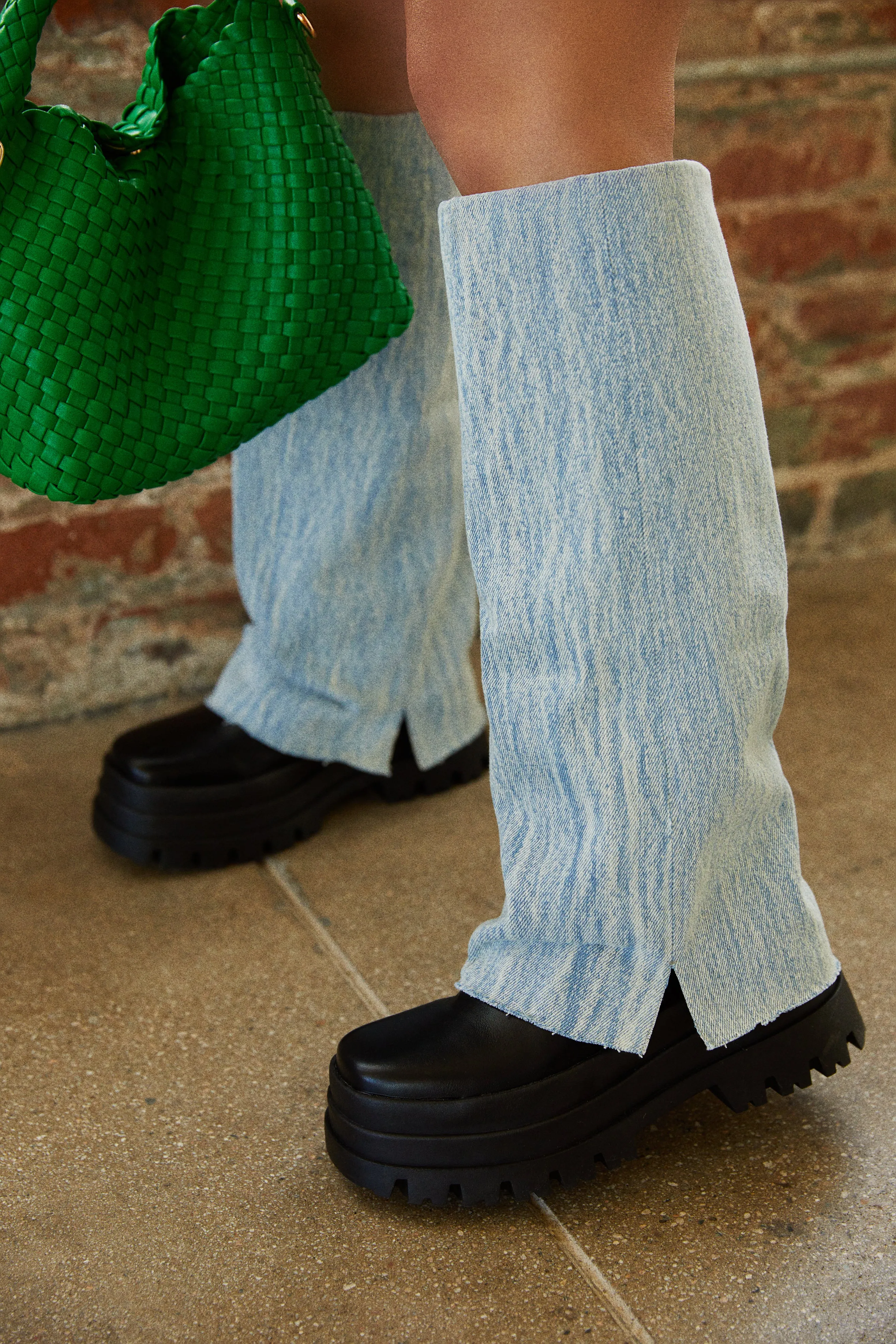 She's The Star Denim Chunky Platform Boots - Denim