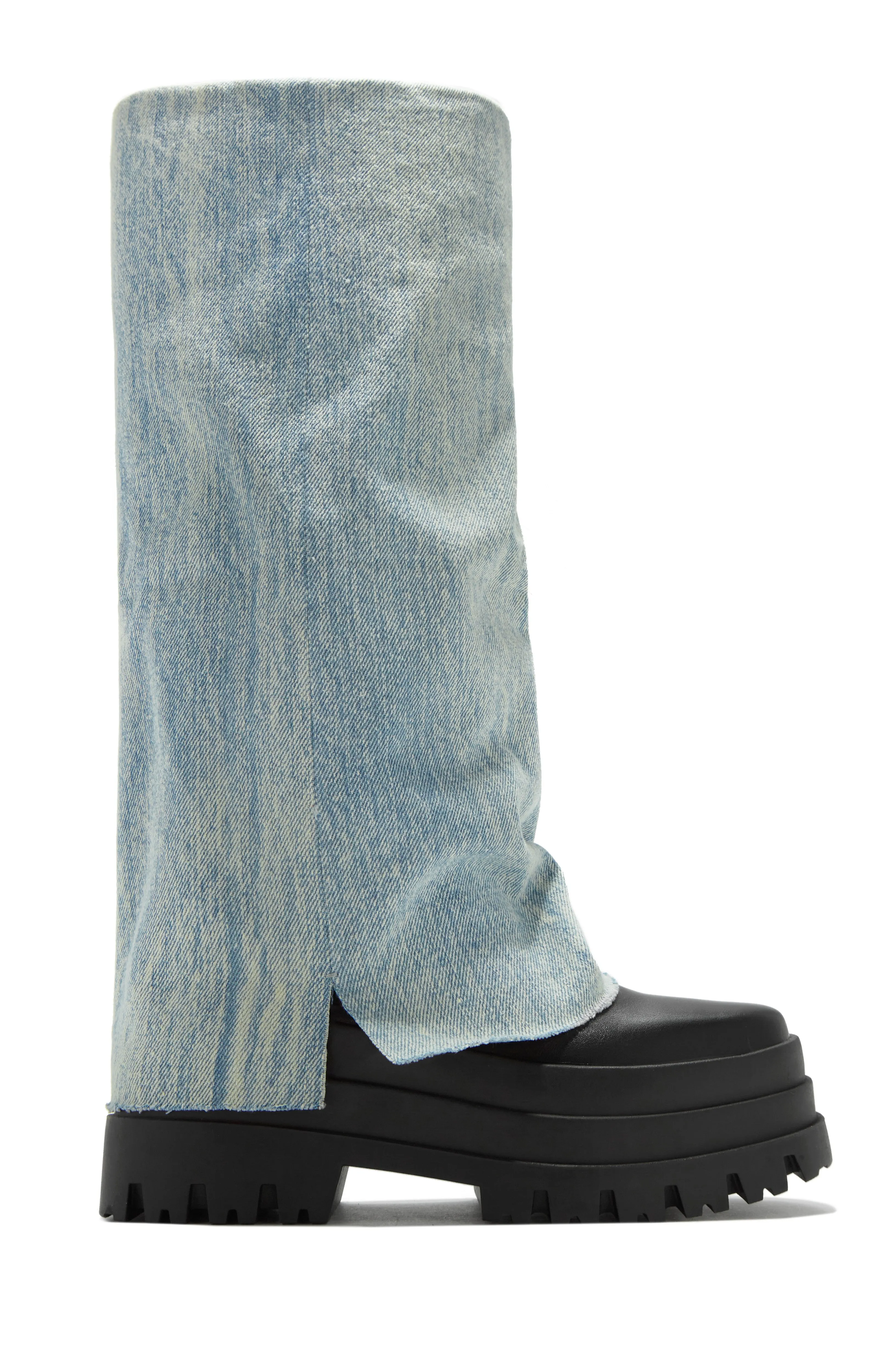 She's The Star Denim Chunky Platform Boots - Denim