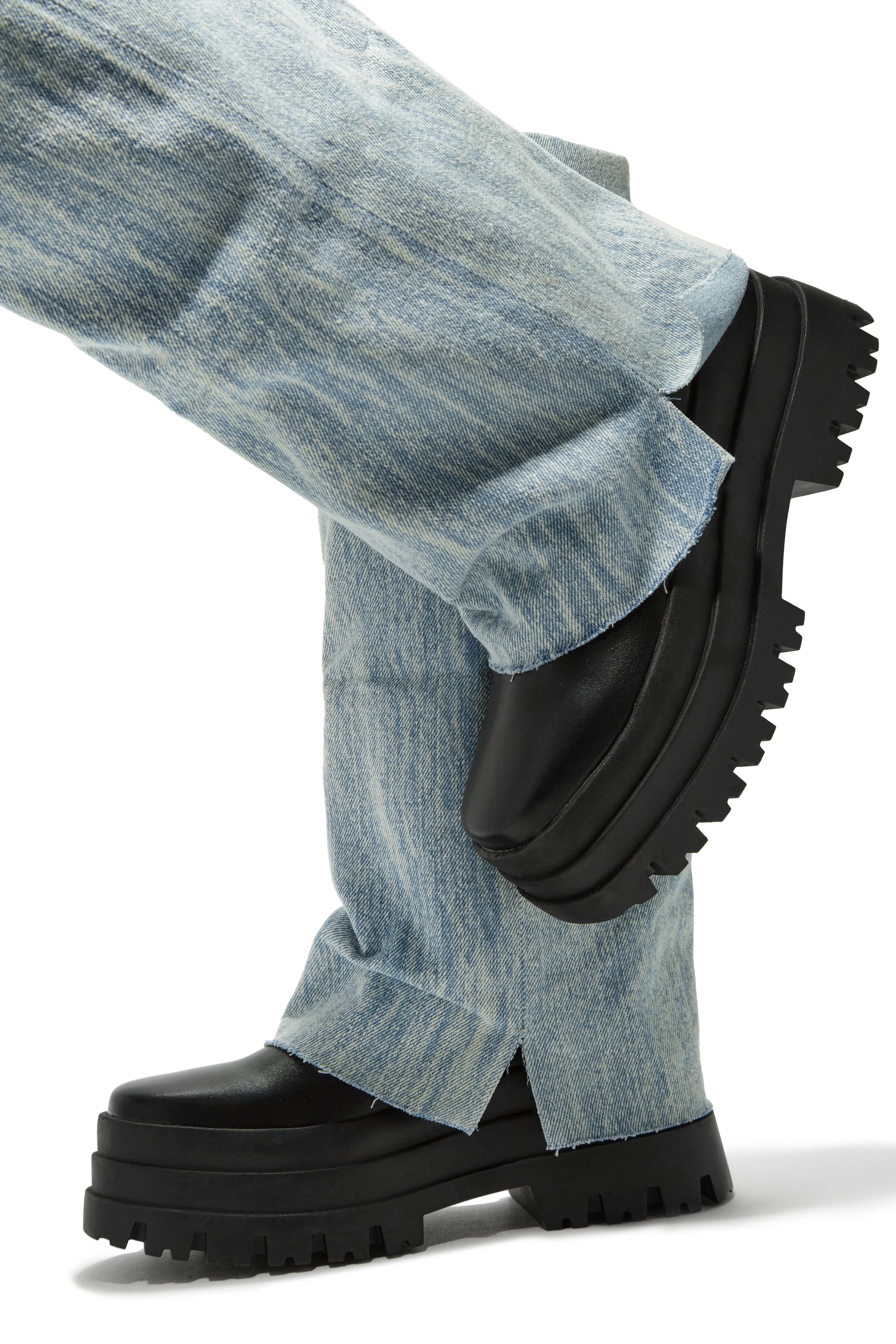She's The Star Denim Chunky Platform Boots - Denim