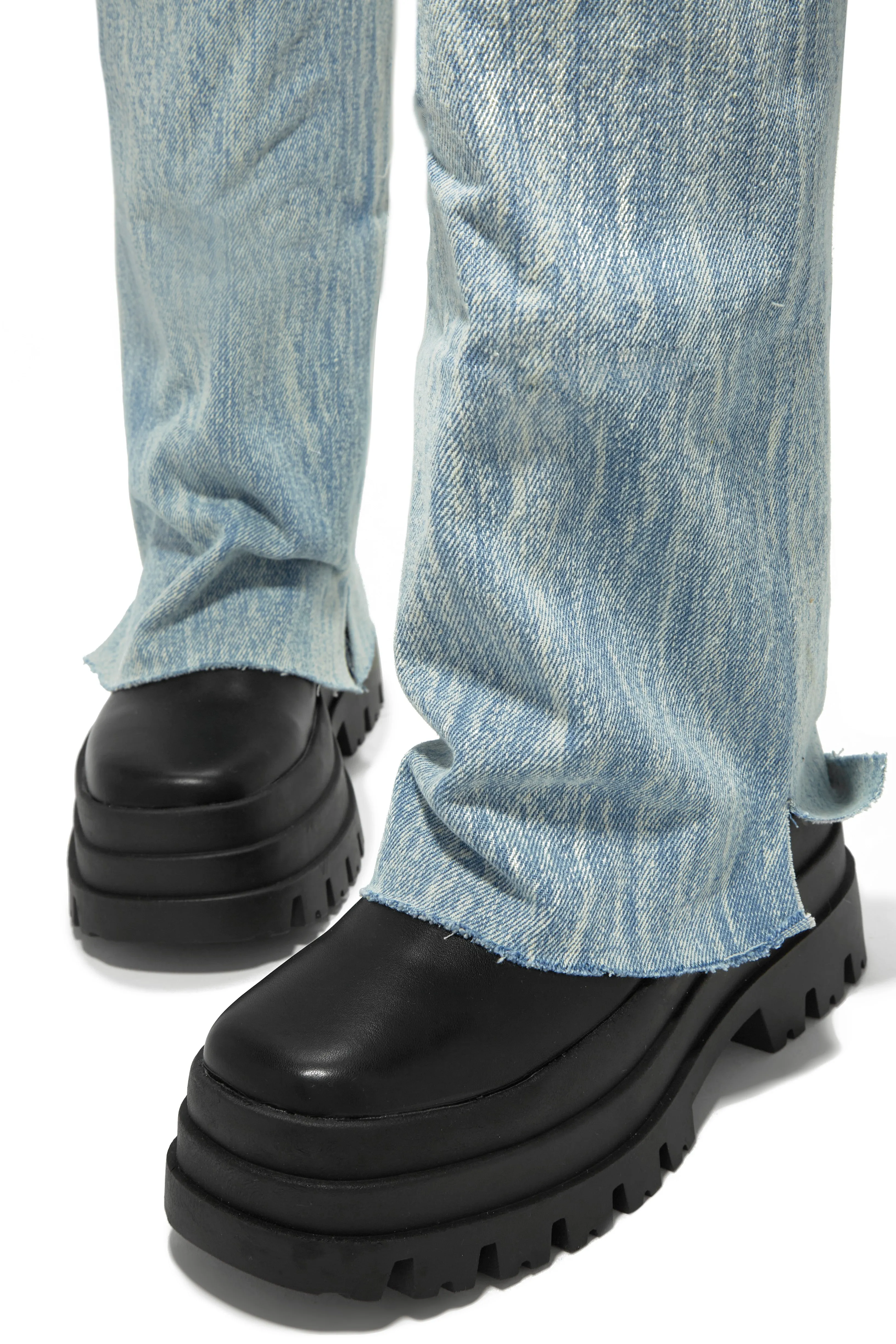 She's The Star Denim Chunky Platform Boots - Denim