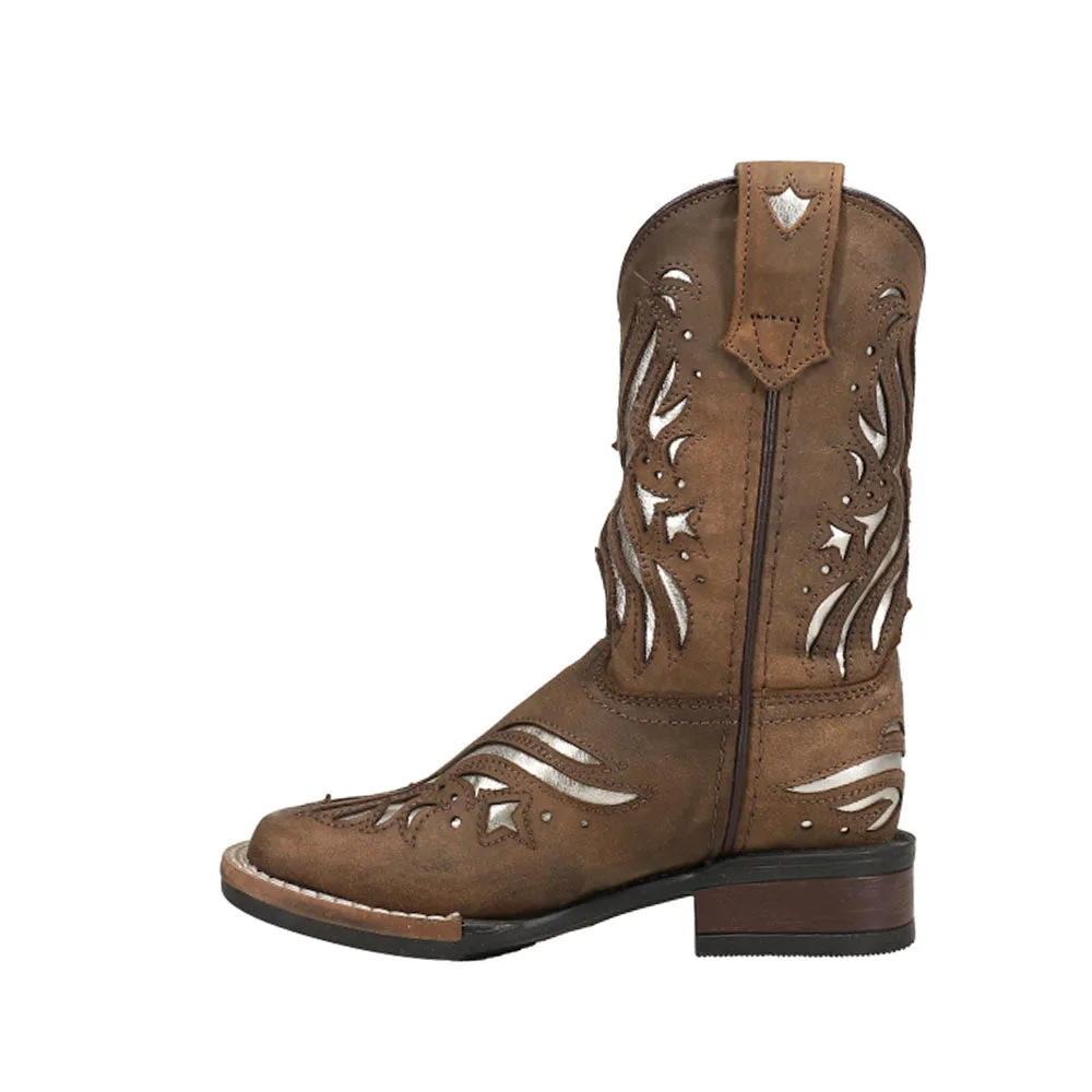 Shiloh Metallic Square Toe Cowboy Boots (Little Kid)