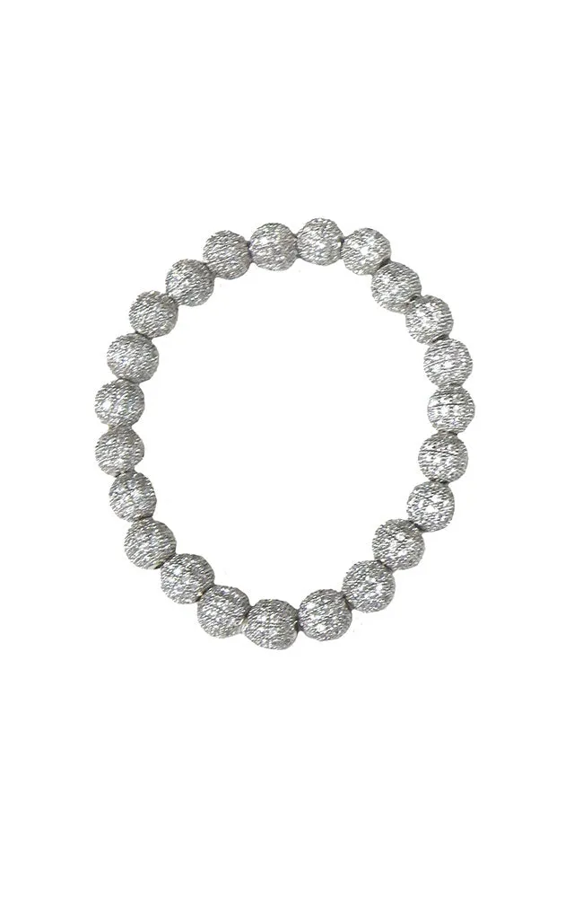 Silver CZ Encrusted Ball Bracelet