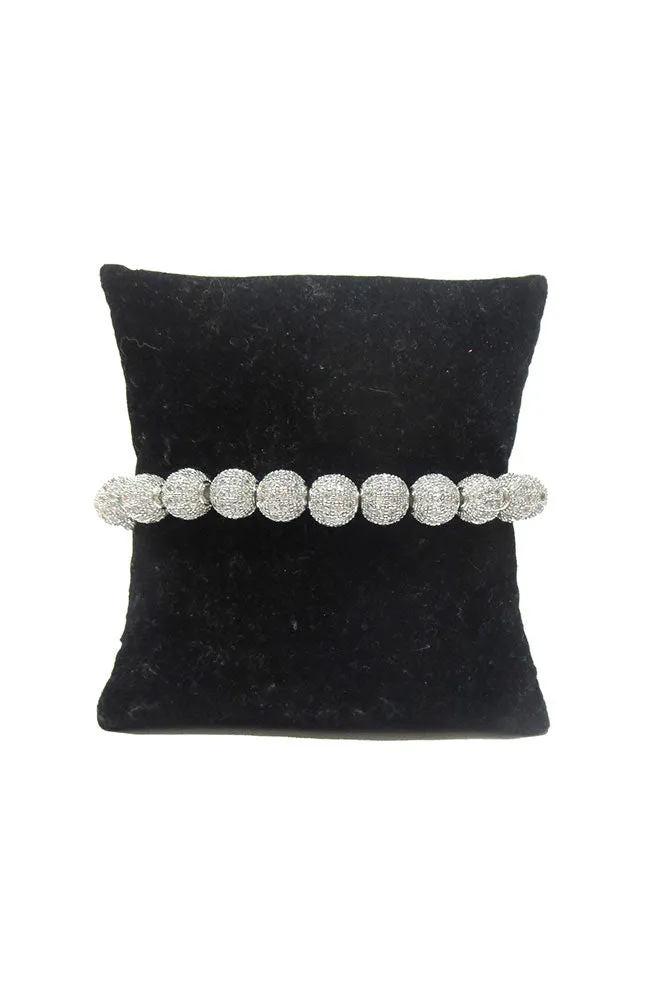 Silver CZ Encrusted Ball Bracelet