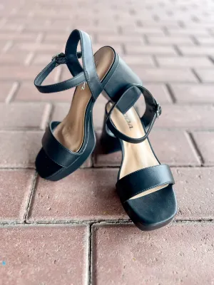 Slater Ankle Strap Platform Heel-Black