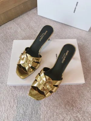 SLY Women's Tribute Heeled Mules Gold For Women