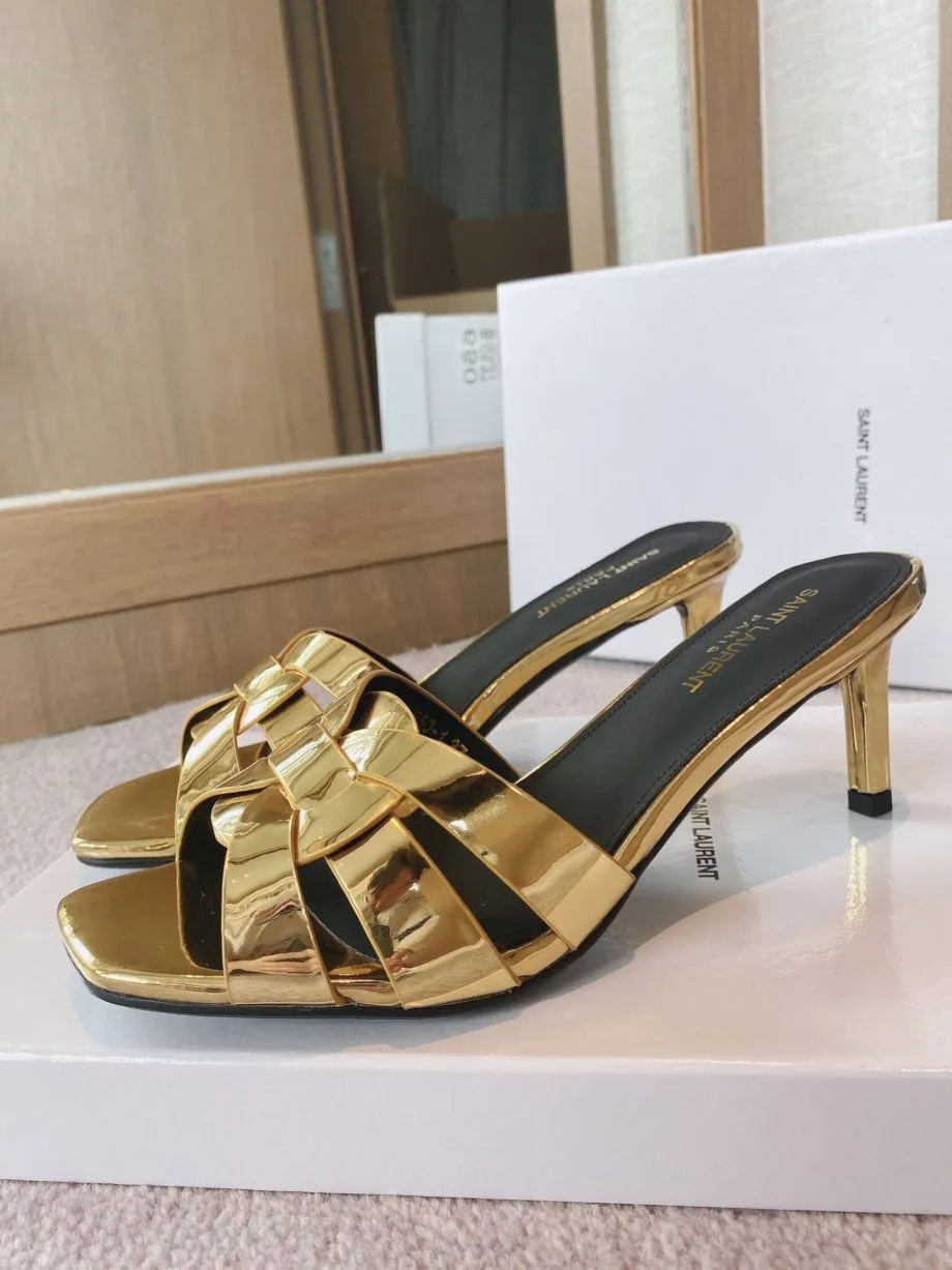 SLY Women's Tribute Heeled Mules Gold For Women
