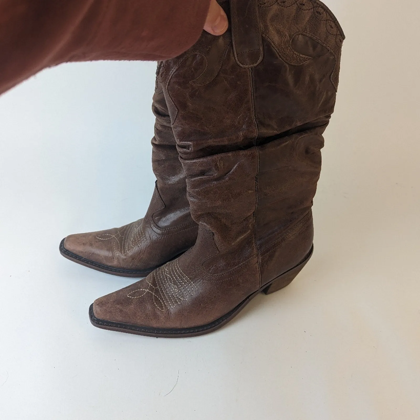 Steve Madden “Saddle” Slouchy Cowboy Boots