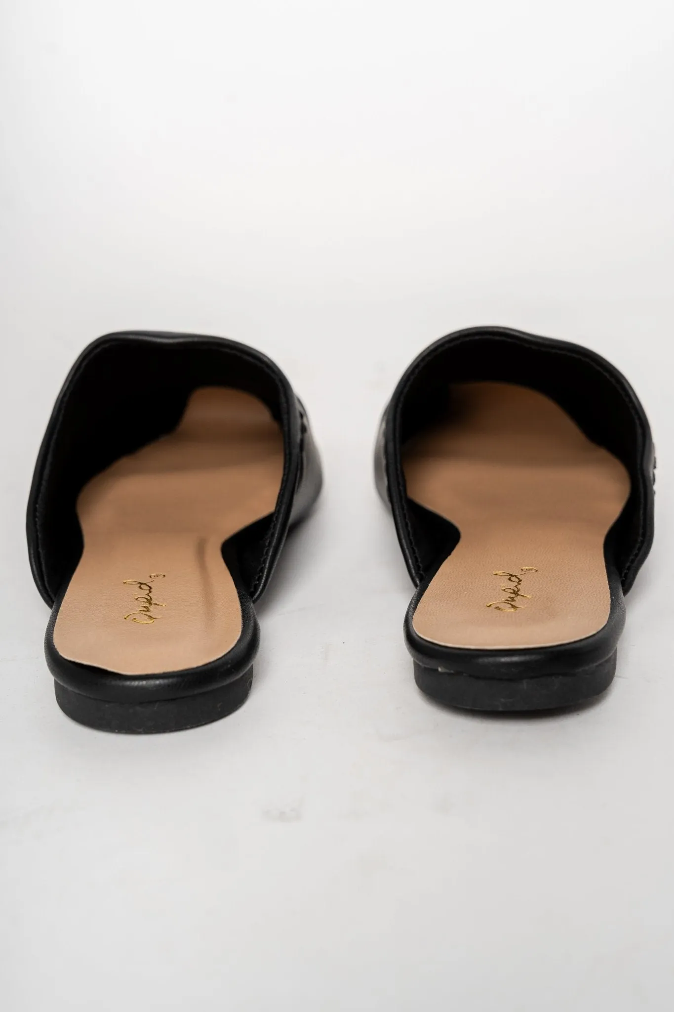 Swirl mule ballerina flat black