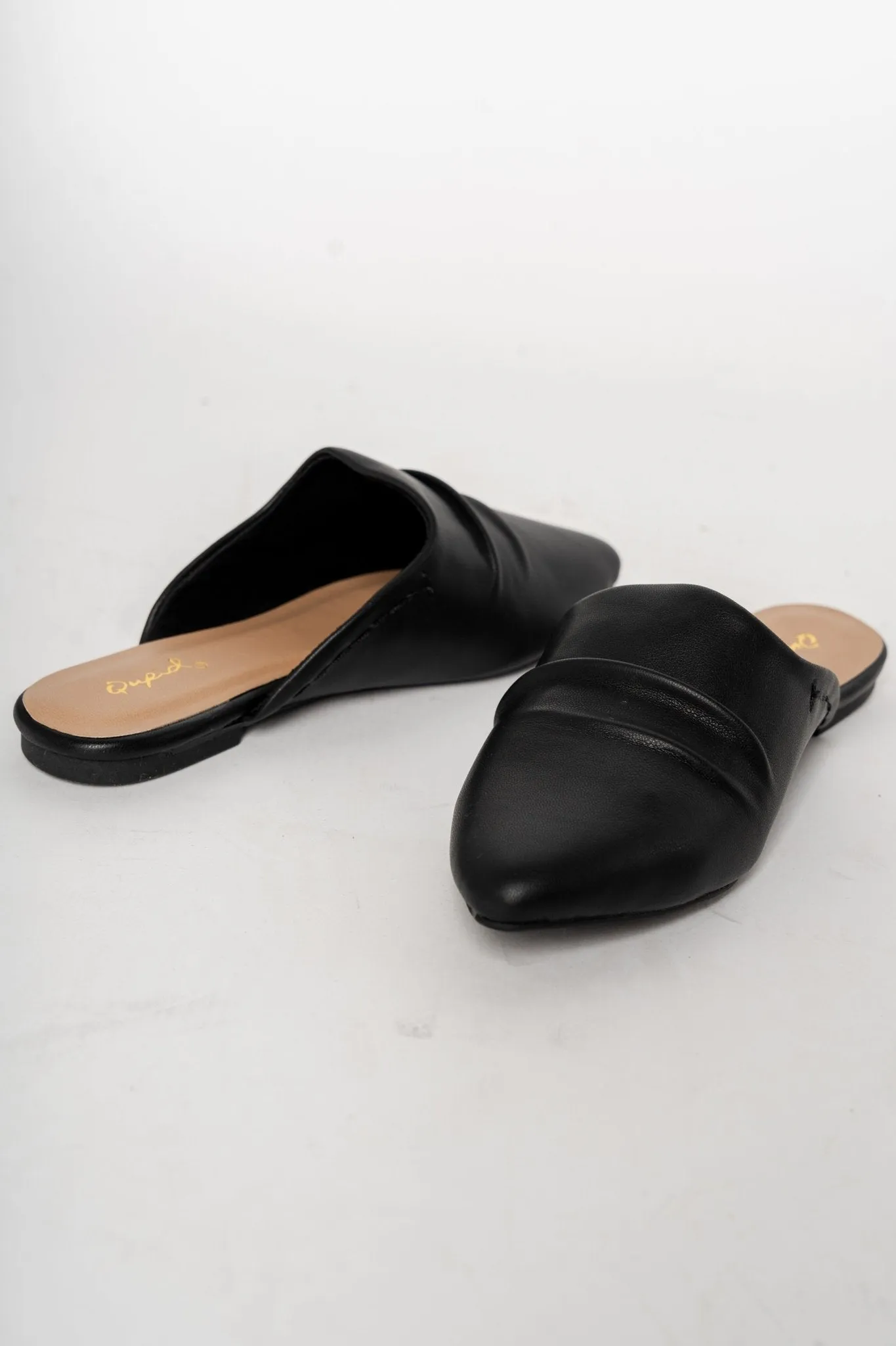 Swirl mule ballerina flat black