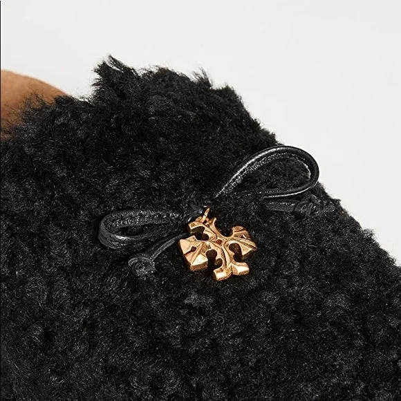 TORY BURCH TORY CHARM MAMMOUTH SHEARLING MULES