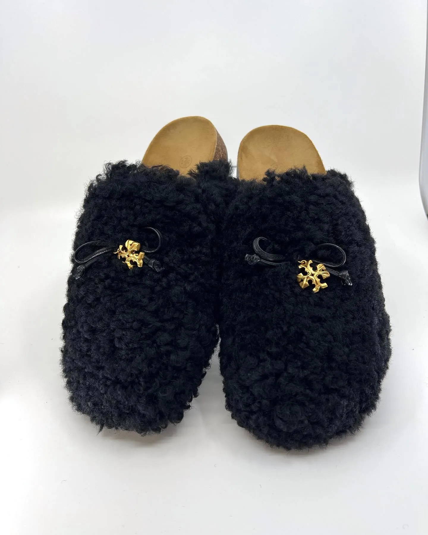 TORY BURCH TORY CHARM MAMMOUTH SHEARLING MULES