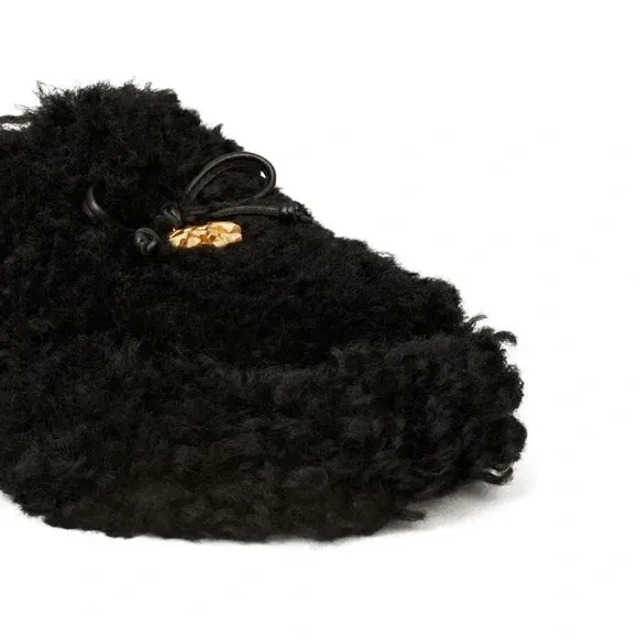TORY BURCH TORY CHARM MAMMOUTH SHEARLING MULES
