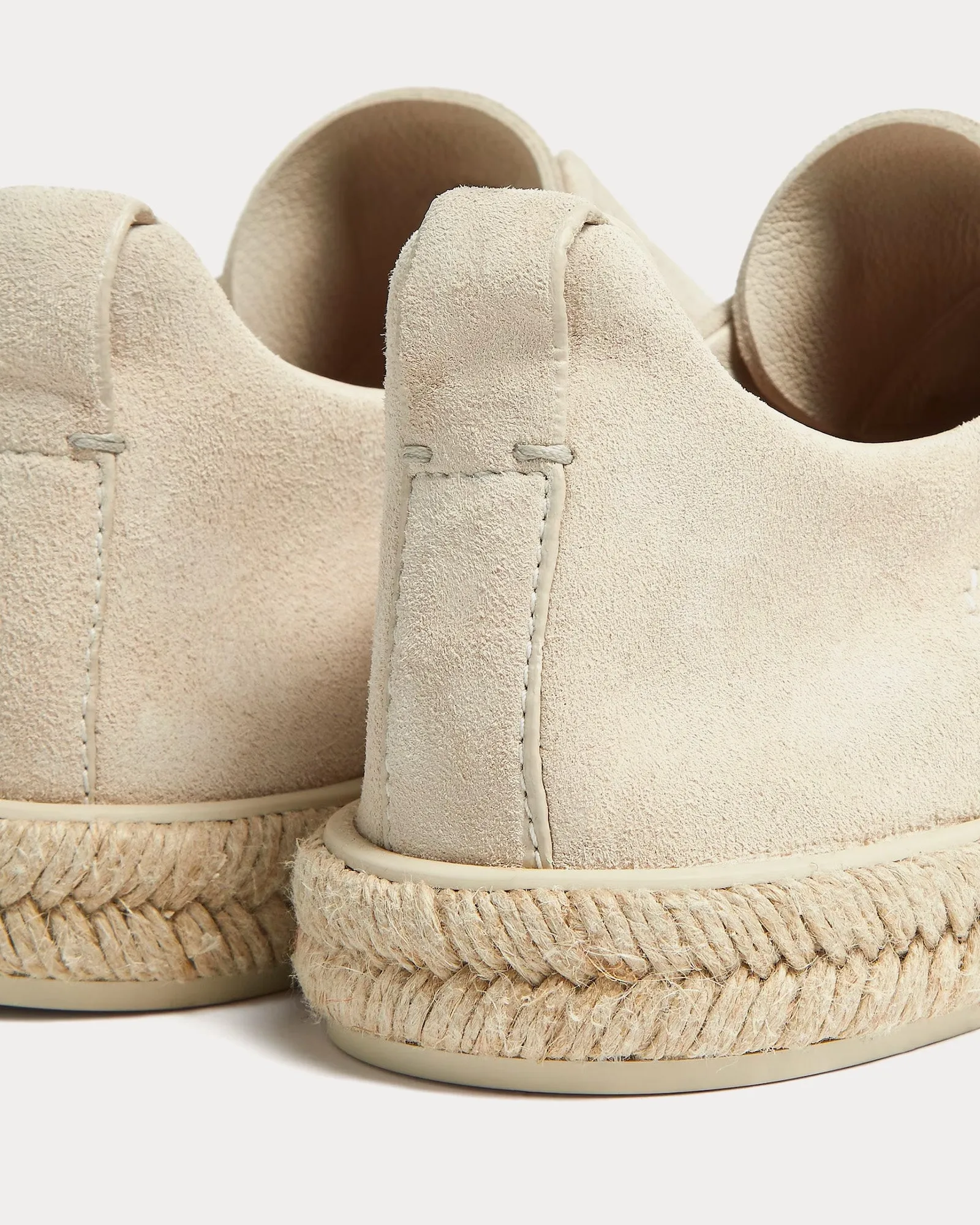 Triple Stitch Espadrilles Deerskin White Slip On Sneakers