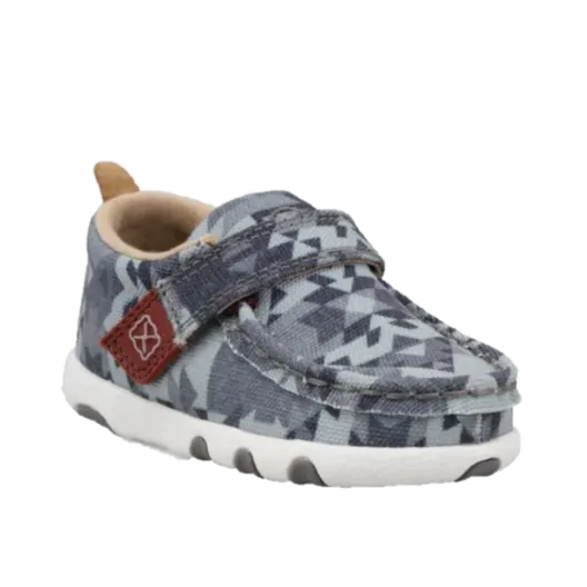 Twisted X Infants Hooey Driving Moc Grey Aztec Printed Slip On Shoes IHYC006