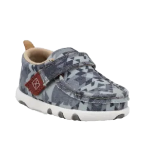 Twisted X Infants Hooey Driving Moc Grey Aztec Printed Slip On Shoes IHYC006
