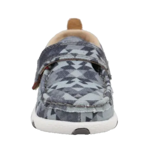 Twisted X Infants Hooey Driving Moc Grey Aztec Printed Slip On Shoes IHYC006