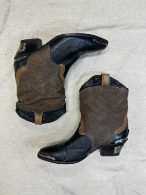 Two Tone Black   Brown Ankle Boots