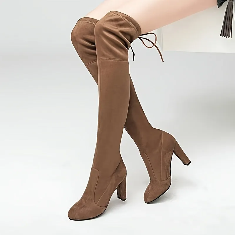 Versatile LaceUp OvertheKnee Boots for Women with High Heel