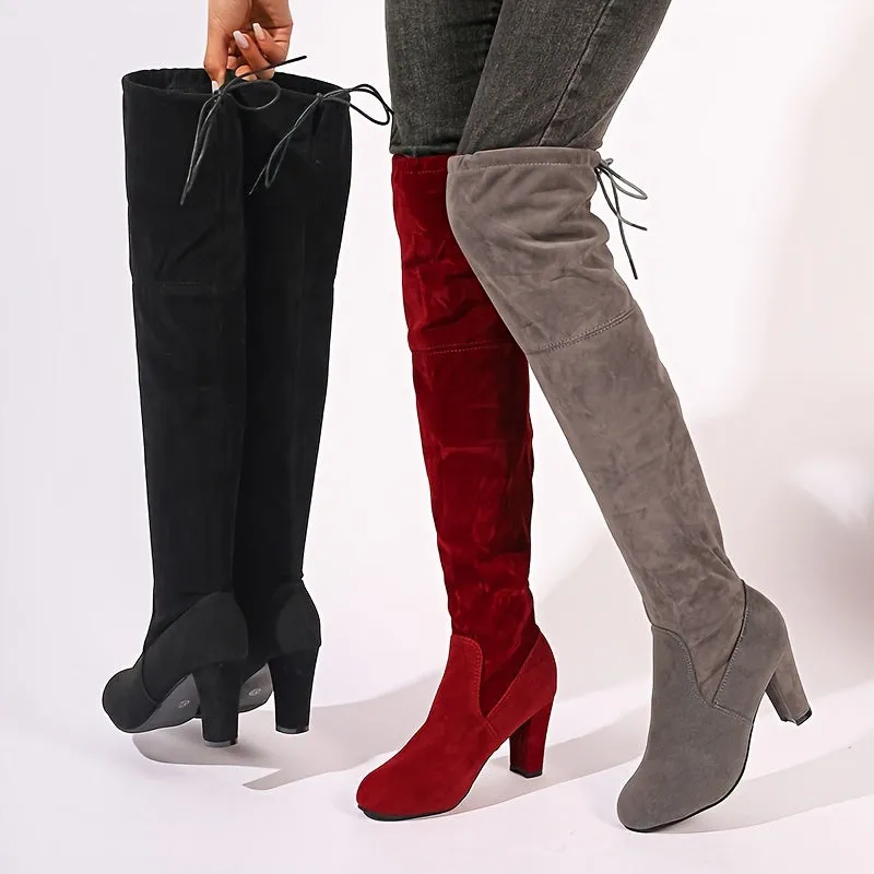 Versatile LaceUp OvertheKnee Boots for Women with High Heel