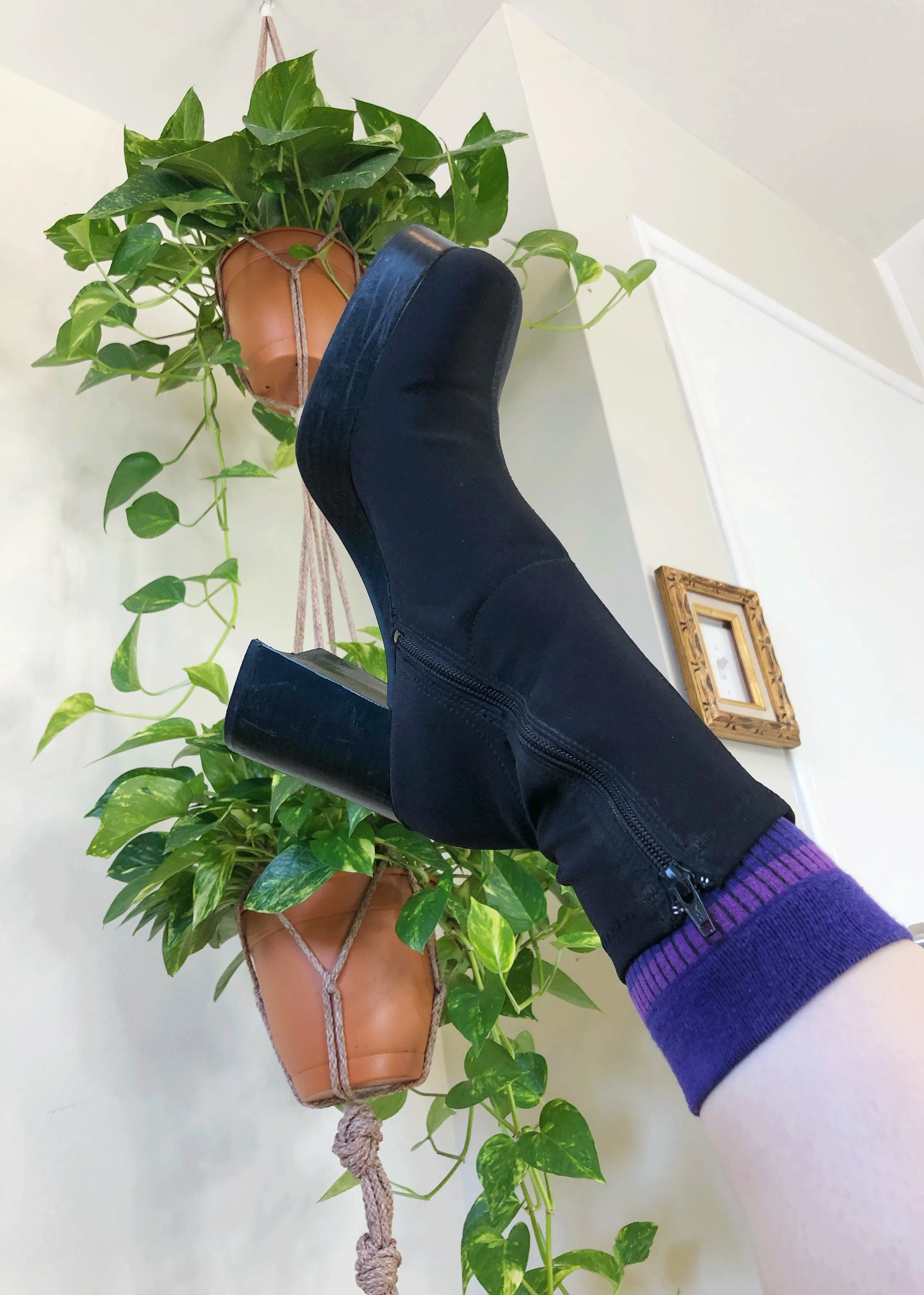 Vintage Black Neoprene Ankle Boots - US 9
