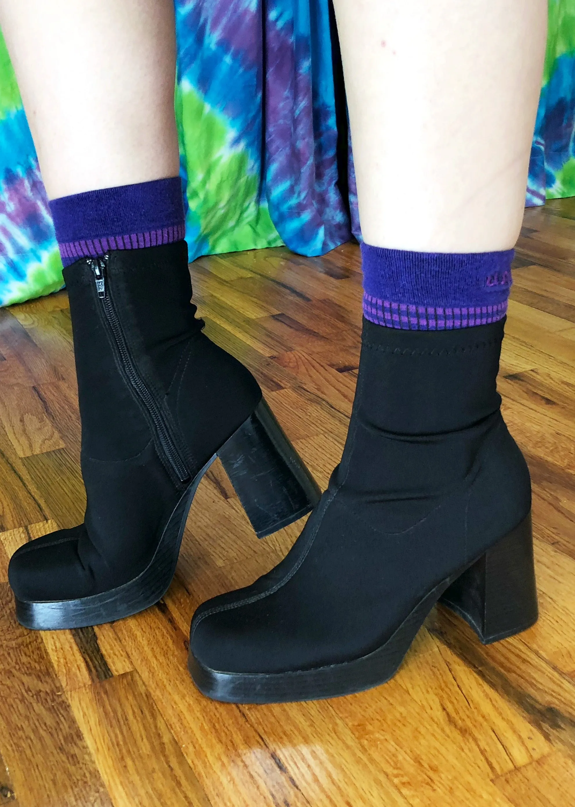 Vintage Black Neoprene Ankle Boots - US 9