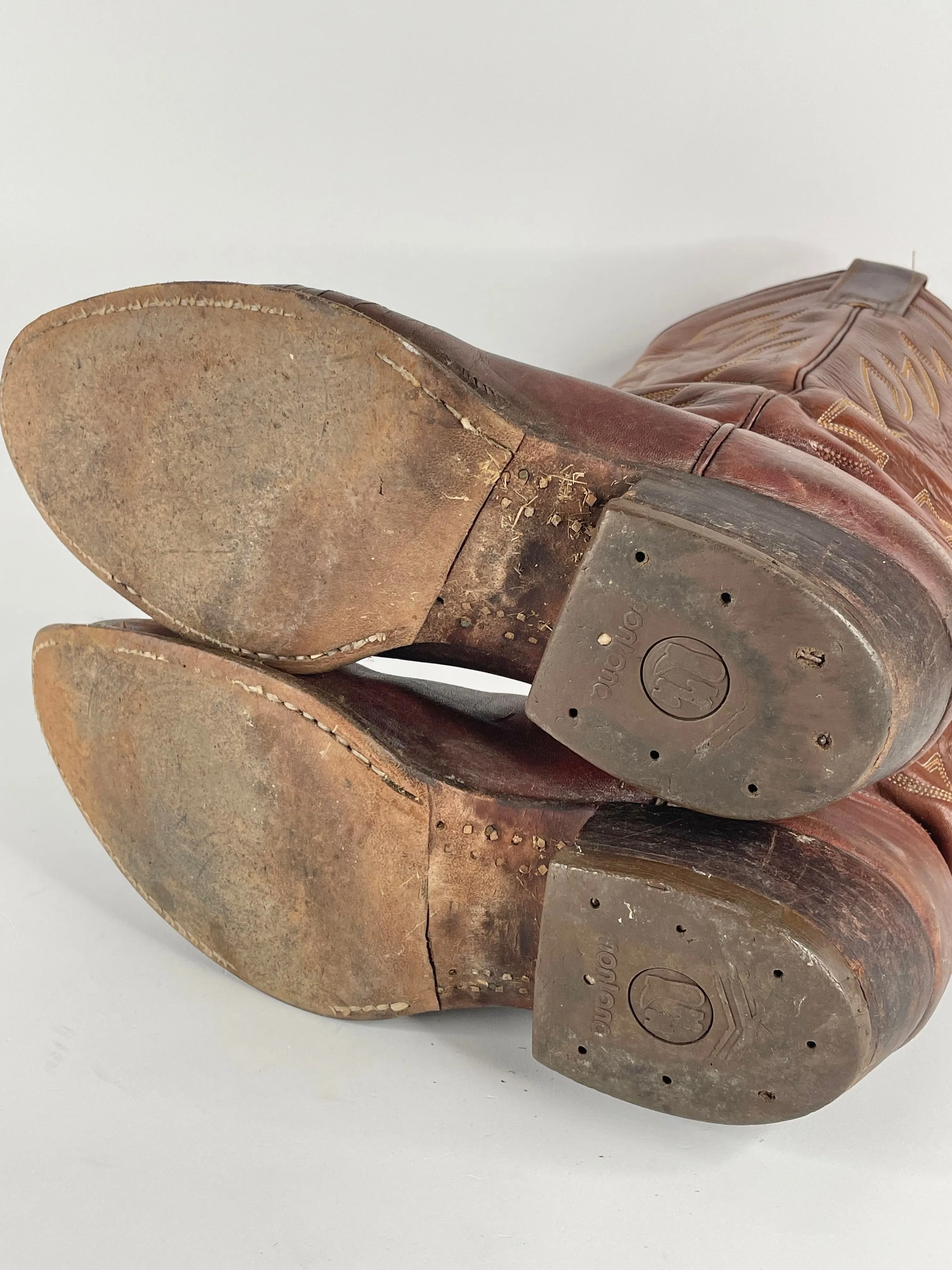 Vintage Montana Tan Leather Cowboy Boots - EU43