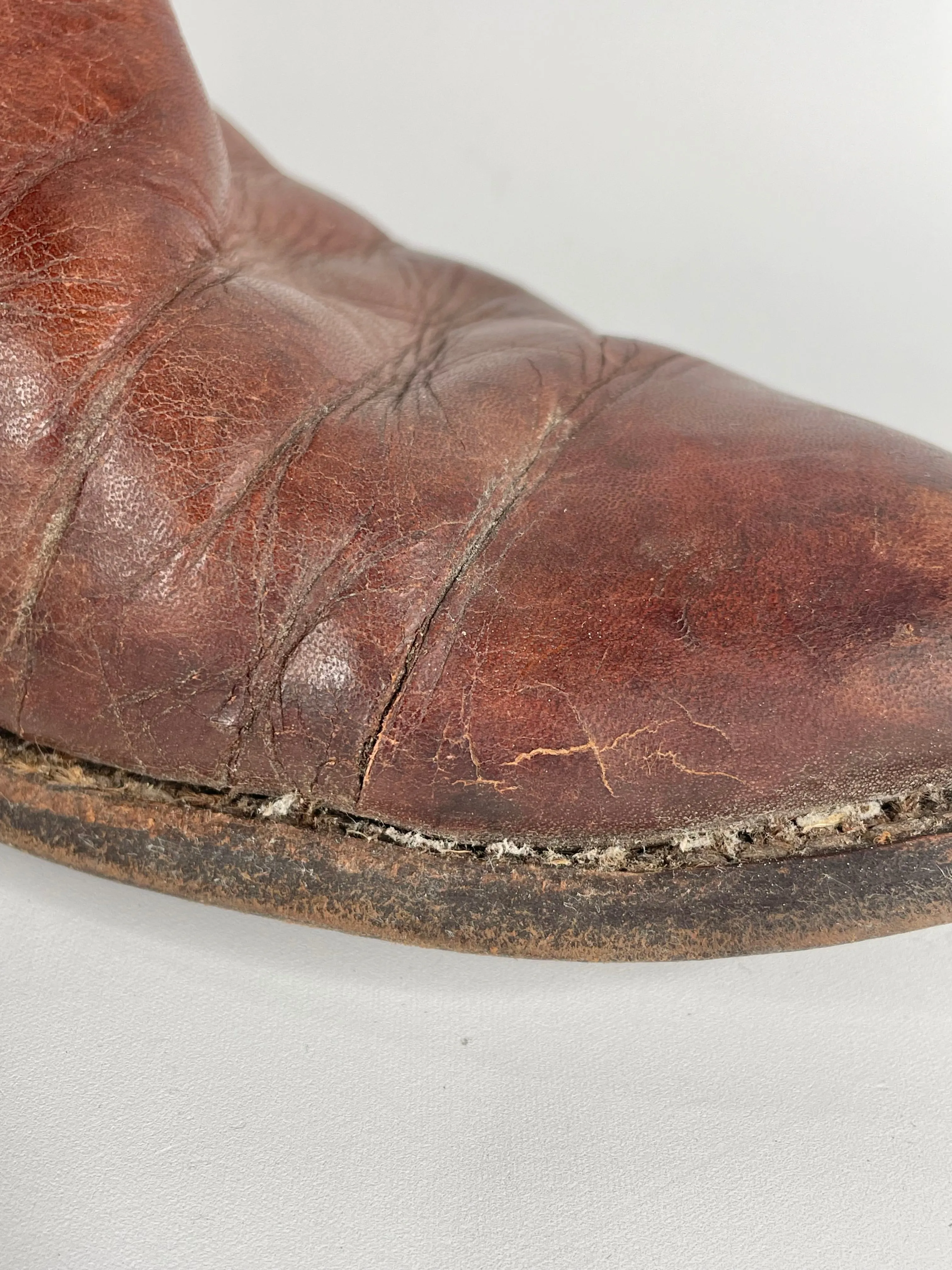 Vintage Montana Tan Leather Cowboy Boots - EU43