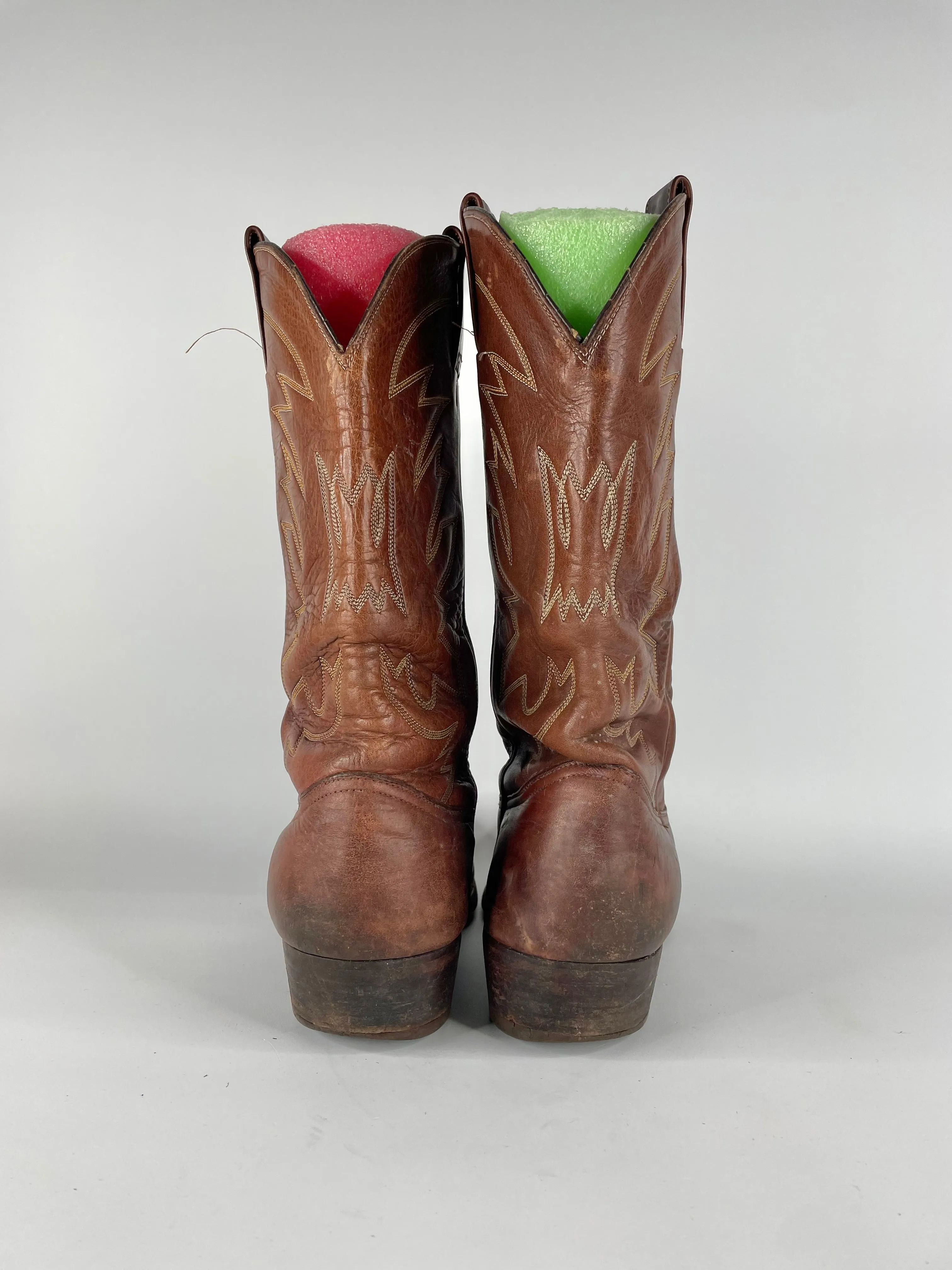 Vintage Montana Tan Leather Cowboy Boots - EU43
