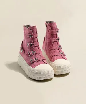 Women Casual Platform Canvas Boots Pink WT039