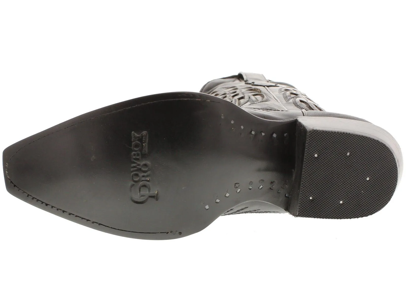 Women's 550C Full Black Cross & Wings Leather Cowboy Boots Snip Toe - CP2