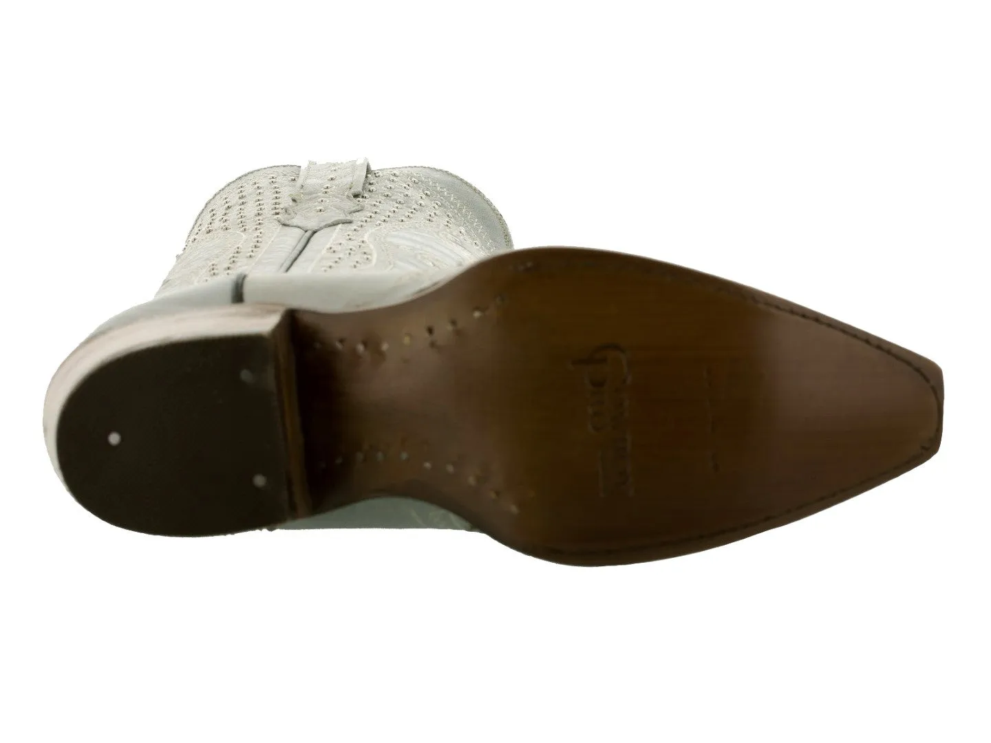 Womens Marfil Off White Wedding Cowboy Boots Studded - Snip Toe