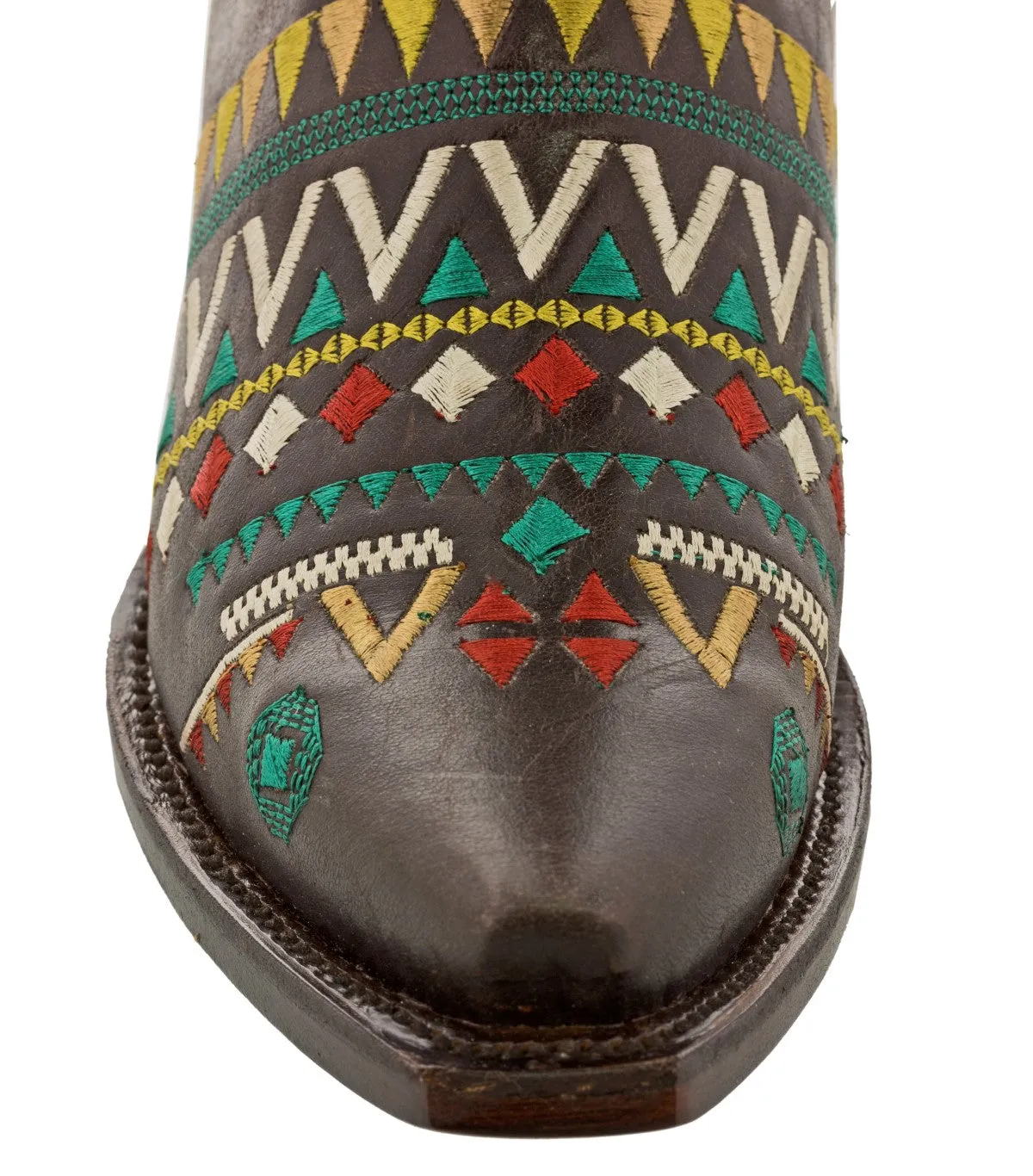 Women's Navajo Brown Embroidered Fashion Cowgirl Boots - Snip Toe