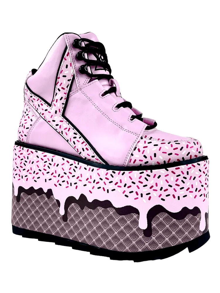 YRU QOZMO ICE CREAM - PINK BLACK Platform boots