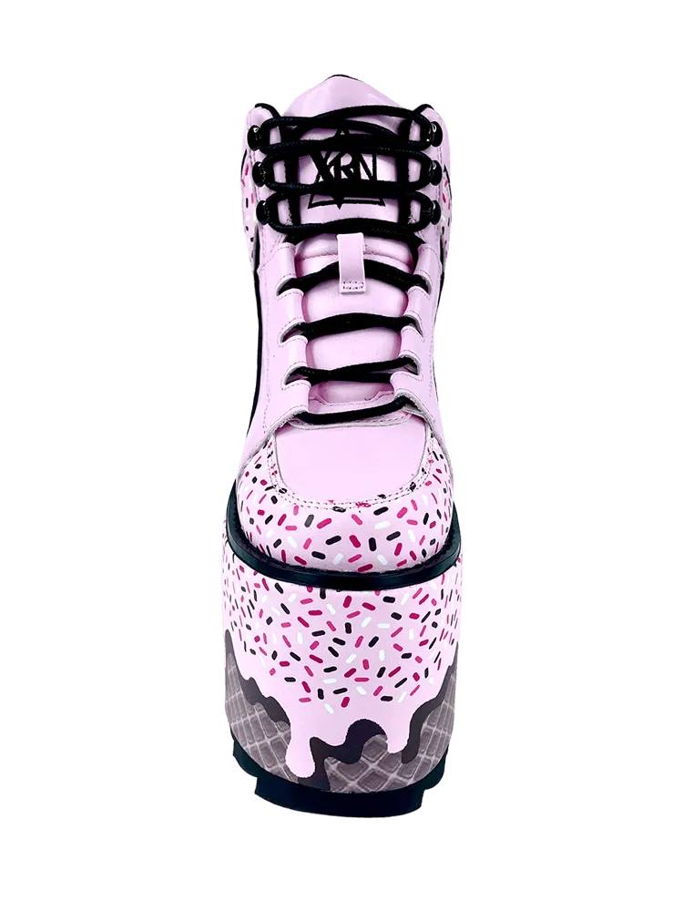 YRU QOZMO ICE CREAM - PINK BLACK Platform boots