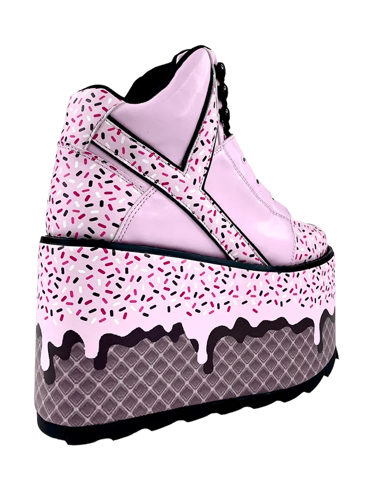 YRU QOZMO ICE CREAM - PINK BLACK Platform boots