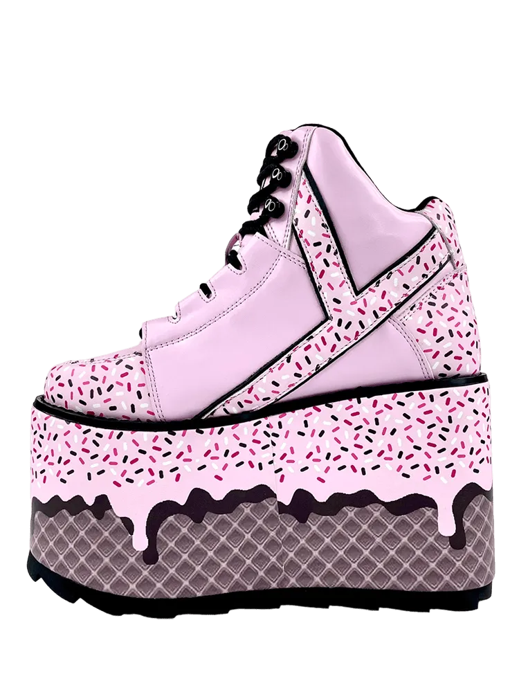 YRU QOZMO ICE CREAM - PINK BLACK Platform boots