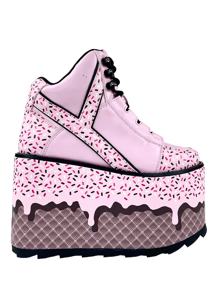 YRU QOZMO ICE CREAM - PINK BLACK Platform boots